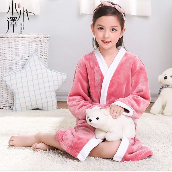 

children's robes kids pajamas clothes child boys fleece warm bathrobes girls nightgowns clothing set cartoon sleepwear 2-10year y200704, Blue;red