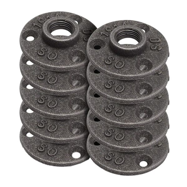 

10 pack 3/4 inch black floor flange cast iron pipe fittings industrial pipe flanges, decorative fitting fit for steampunk