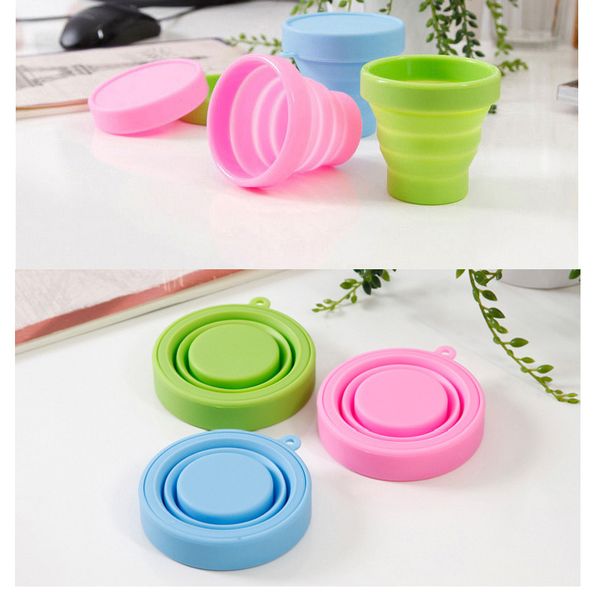 

portable outdoor tableware 170ml foldable silicone cup camping hiking travelling easy carry water drinking cups collapsible cups