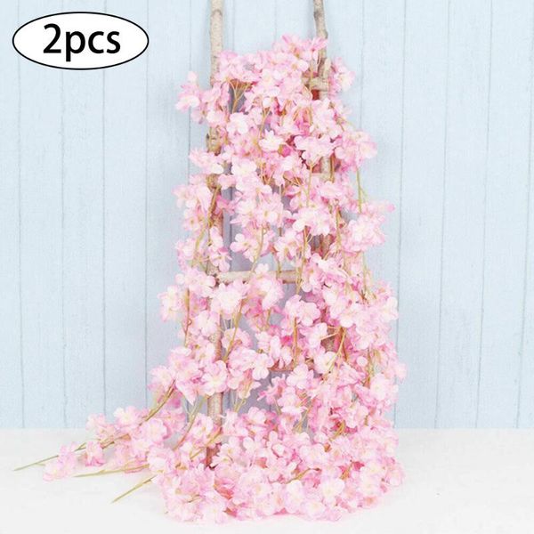 

2pcs 2m artificial sakura rattan fake flower hanging garland plant birthday party decorations wedding engagement anniversary