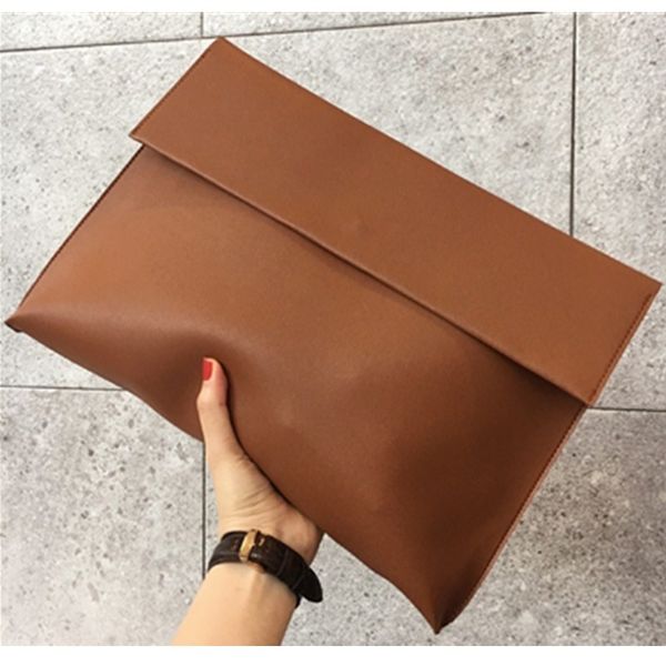 

new fashion 2019 women men ol briefcase luxury handbags envelope large clutch purse bags leather designer soild brown black red t200223