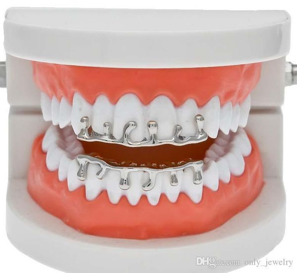 

hip hop designer dental grills unique teeth grills 6 & 6 bottom tooth grills set jewelry for gift, Black