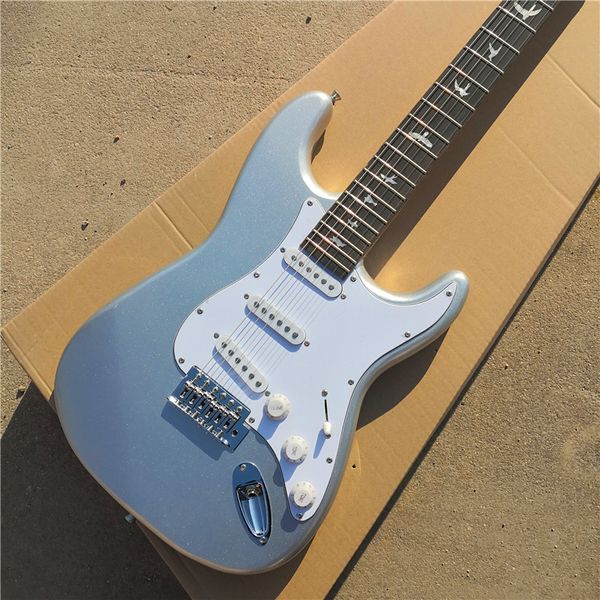 

custom wholesale silver grey 6 string electric guitar