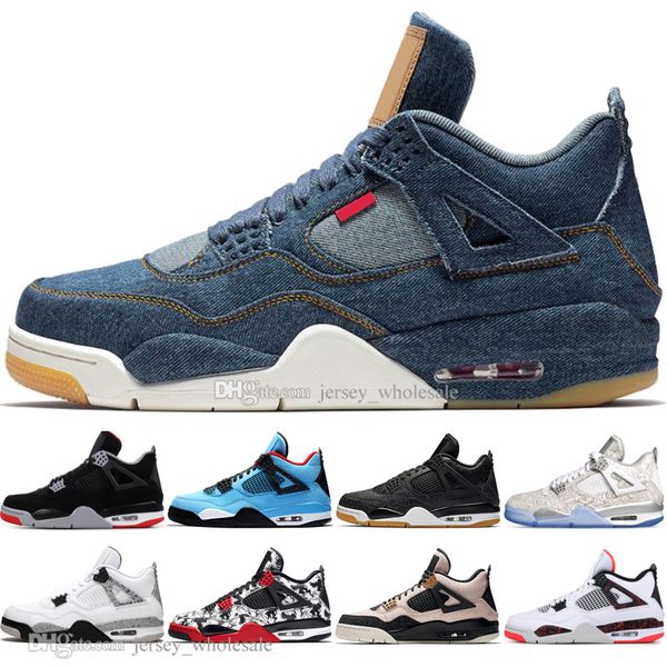 

fashion bred 4 4s what the cactus jack laser wings mens basketball shoes denim blue eminem pale citron men sports designer sneakers