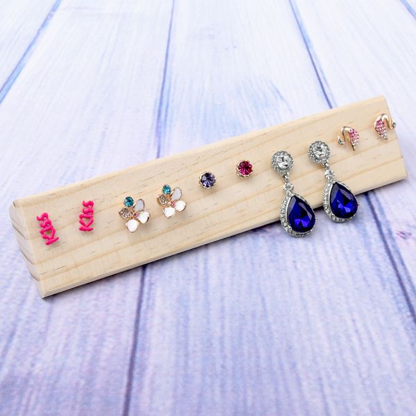 

[ddisplay]creative earrings jewelry organizer display wooden earring studs display stand pine personalized earring display holder, Black