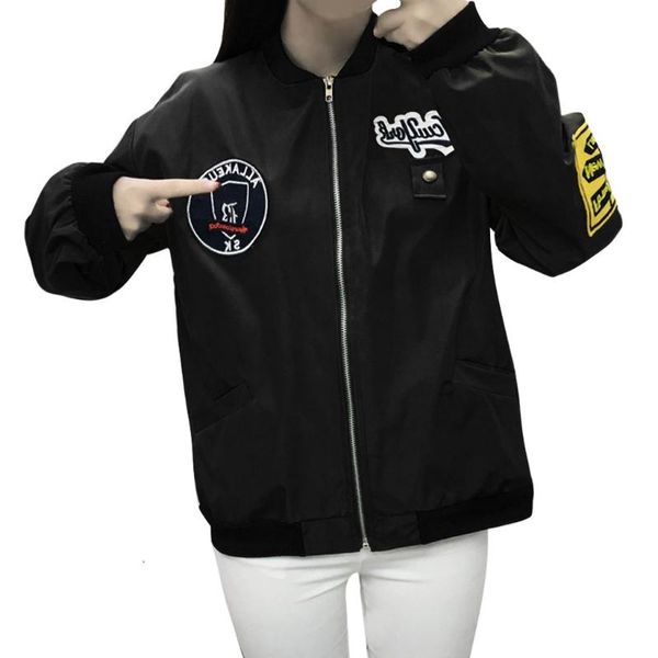 

sagace женщины повседневная мода бейсбол джерси куртка с длинным рукавом o-образным вырезом куртки хлопка осени лоскутная корейский casual c, Black;brown