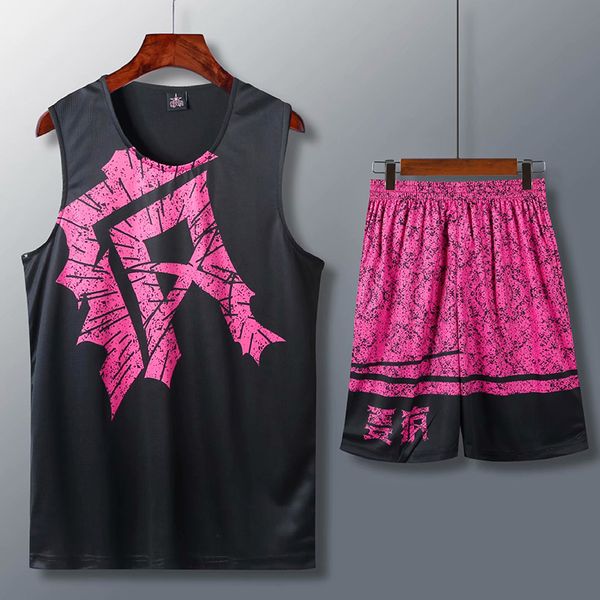 

2020 new sports clothing basketball training jersey set men blank college tracksuits breathable sport basketball uniforms diy, Black