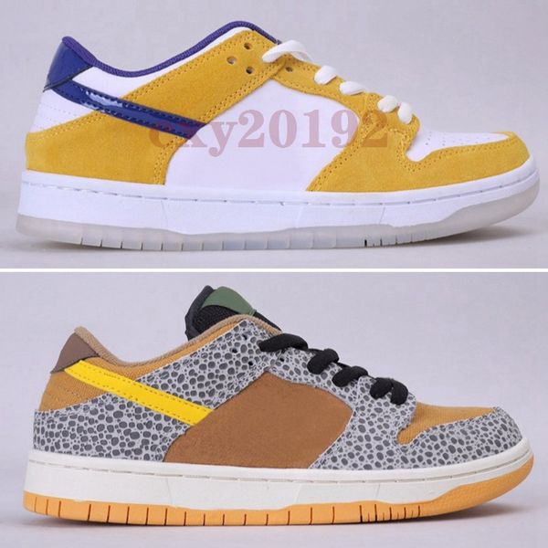 

2020 new arrival sb dunk low safari mens running shoes women yellow skateboard sports sneakers designer trainers 36-45