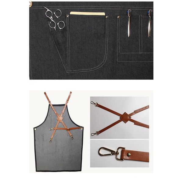 

denim apron kitchen restaurant work apron antifouling cowboy chef cooking kitchen for woman men cafe shop bbq hairdr