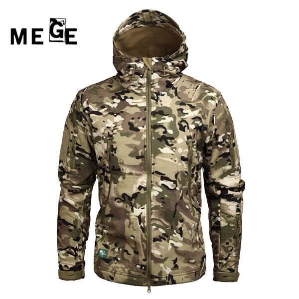 

mege men jackets outdoor softshell sharkskin winter coat army swat hunting sports training windproof hoodies clothing, Blue;black