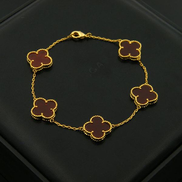 

brass bracelet with flower in 5pcs nature stone for women and man wedding gift jewelry ps5273, Black