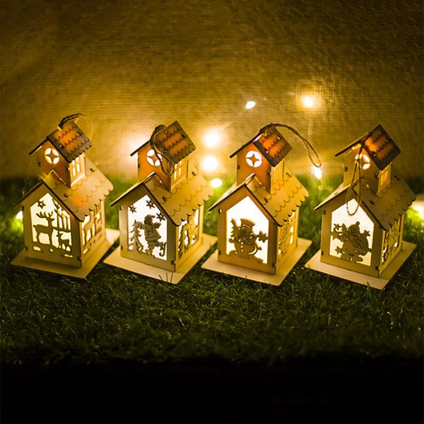 

festival led light wood house christmas tree decorations for home hanging ornaments holiday nice xmas gift wedding navidad 2020