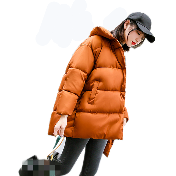 

g1336 new 2019 autumn winter women fashion thickened korean version solid color cotton-padded jacket coat wholesale, Black