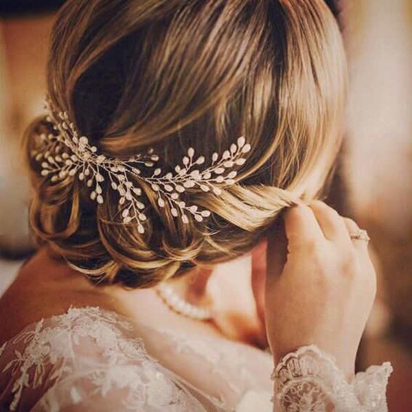 

vintage pearls hair ornaments hair comb classic jewelry princess beaded hairpins wedding hair accessories bridal headpiece, Golden;white
