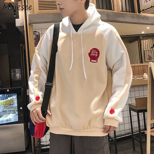 

hoodies men hooded printed simple all-match ulzzang winter thicker plus velvet warm sweatshirts mens harajuku leisure clothing, Black