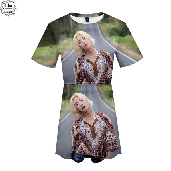 

frdun mamamoo 3d printed dress for women 2019 fashion short sleeve dresses casual streetwear 3d clothes 2xs-4xl, Black;gray
