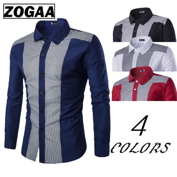 

zogaa 2019 new classical shirts male shirts men spring autumn long sleeve turn-down collar formal business men social, White;black