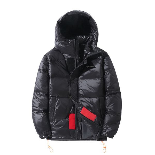 

men's duck down winter jacket men hat warm coat snow anorak parkas male hooded zip up jacket outerwear, Black