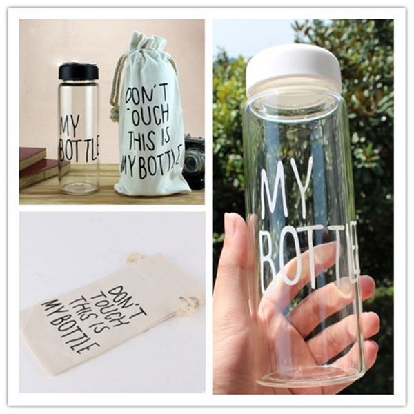 

plastic 500ml leakproof health portable water bottles juice drinking bottle outdoor sport camping hiking travel bottle with protective bag