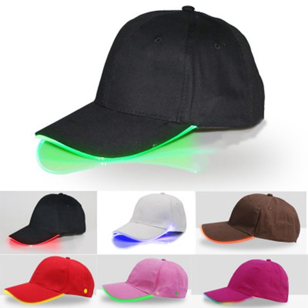 

48 colors led lighted up baseball cap glow clubglow hip-hop golf dance hat optical fiber luminous caps adjustable zza793-1, Black;white
