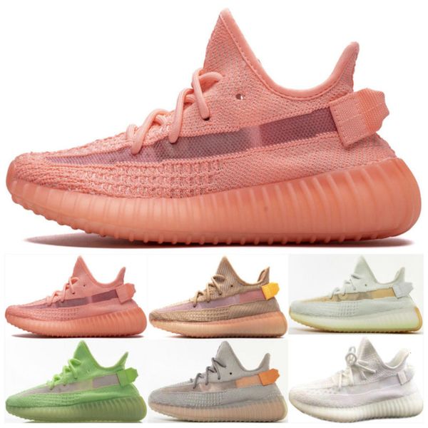 

big size pink gid green clay v2 fluorescence casual running shoes glow in the dark chaussures v2 men women shoes size 36-48