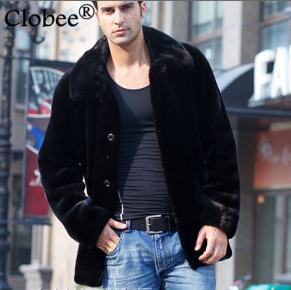 

abrigos mujer turn-down collar =chaqueta cuero hombre imitation fake fur coat vetement black men's mink overcoat jacket v555, Black;brown