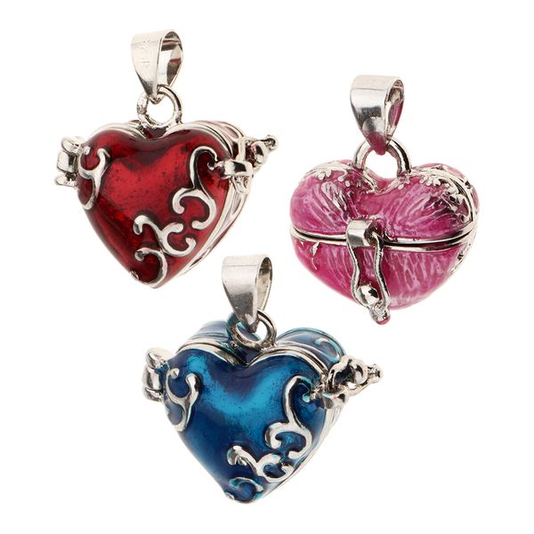 

3 pieces heart charms pet urn pendant necklace cremation keepsake jewelry, Silver