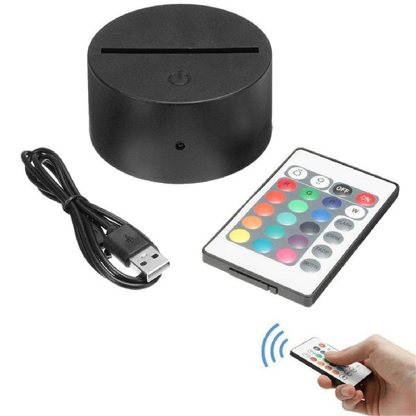 

RGB 3D ночник 4мм Акрил Иллюзия Цоколь батареи или DC 5V BUS Зарядка 3D украшение лампы