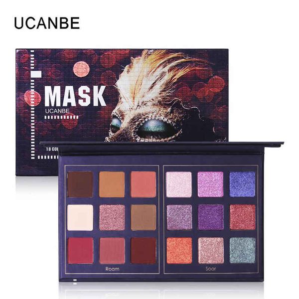 UCANBE Marke Maske Schimmer Matte Lidschatten Make-Up Palette 18 Farben Glitter Pigmentierte Lidschatten Langlebige Kosmetik kit