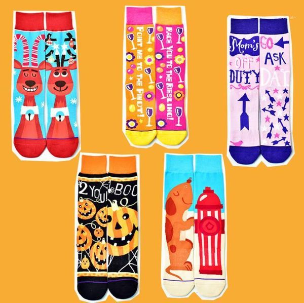 

color breathable festival stockings women designer socks cute women designer socks halloween christmas cartoon printed contrast, Black;white