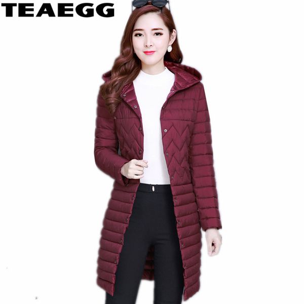 

teaegg wine red long jackets for winter for women parka femme women coat winter plus size 4xl 5xl blouson femme hiver al1474, Black
