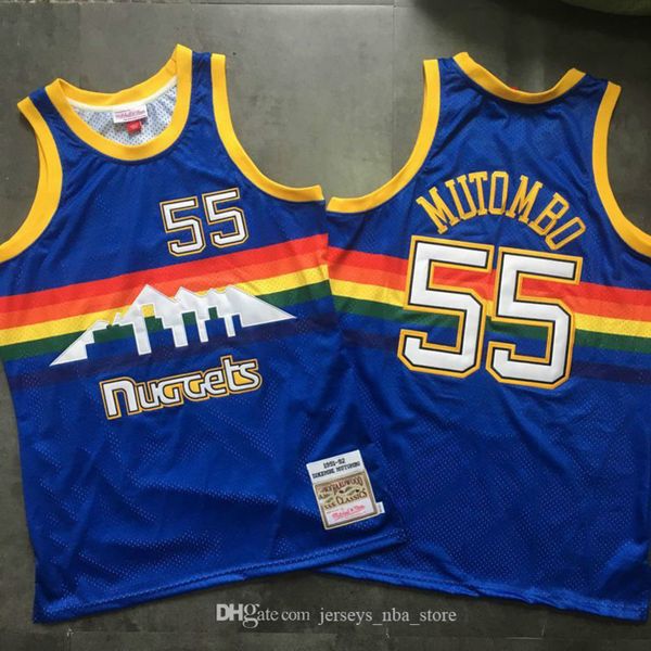 

men denver nuggets dikembe mutombo mitchell & ness blue 1991-92 hardwoods classics swingman jersey01 04, Black;red
