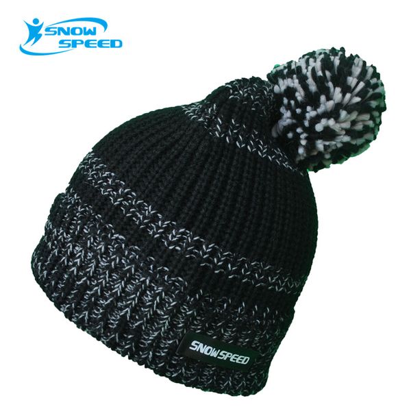 

snow speed winter warm thick acrylic ski hat black color climbing hats, Black;white