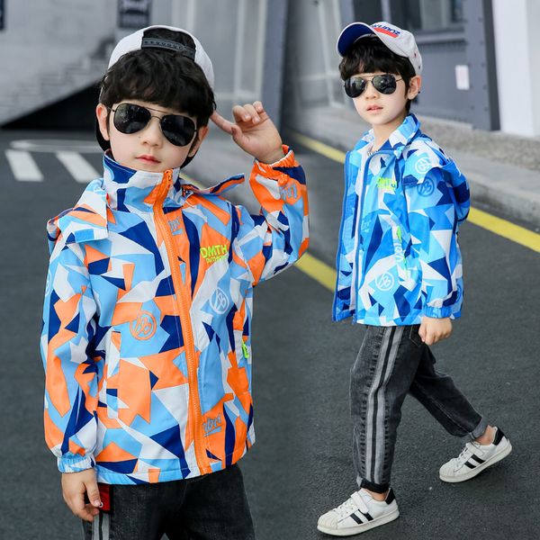 

ins new sping and autumn children coats 3-14 years old print children's clothing fashion boys jackets kids clothes, Blue;gray