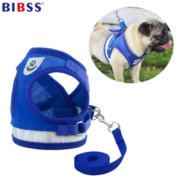 

nylon mesh dog harness for small medium dogs chihuahua puppy vest reflective walking cat harnesses lead leash