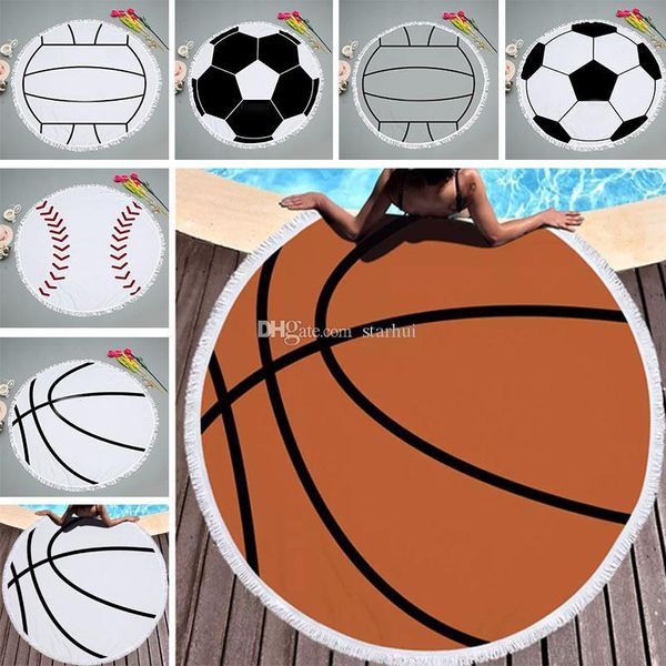 

круглая кисточка бейсбол софтбол пляжного полотенца полиэстер волейбол пикник пляж blanket yoga mat обложка wrap одежда 150см wx9-533