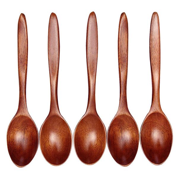 

2019 new 5pcs lot kitchen wooden spoon bamboo cooking utensil tool soup teaspoon catering #nn0128