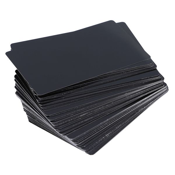 

100pcs black silver alumium alloy card laser engraved metal business visiting name cards blanks invitation card home storage