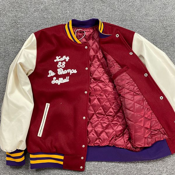 

logan towel embroidered printed cotton jacket chaos lettered stadium jacket, Red