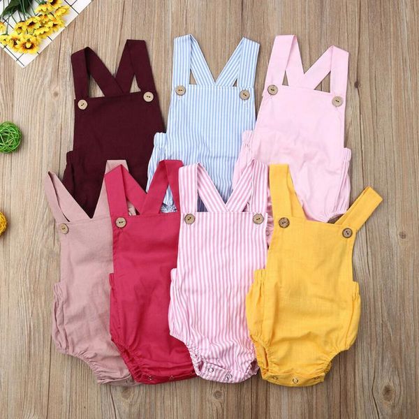 

toddler baby kids girls boys sleeveless solid stripe romper sunsuit clothes, Blue