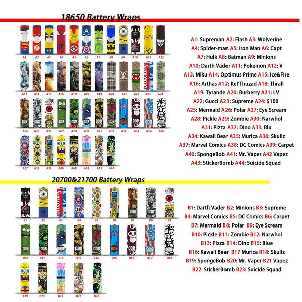

79 Конструкции для 18650 20700 21700 Аккумуляторные обертки Vape Стикер из ПВХ с термоусадочной пленкой Обложка Рукав Термоусадочная упаковочная пленка