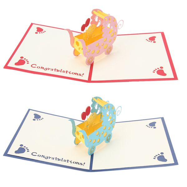 

3d baby carriagesgreeting card up paper cut postcard birthday party gift