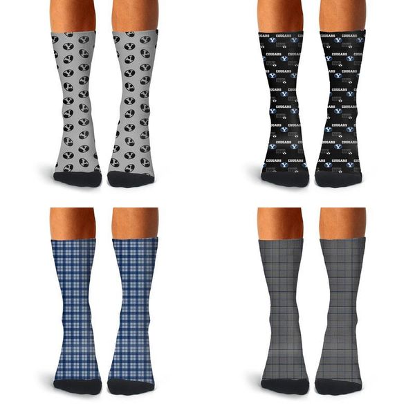 

человек byu пума brigham young футбол белого crew socks cotton fit повседневная теплый серый отпечатано lattice футбол черная белая полоса ч, Black