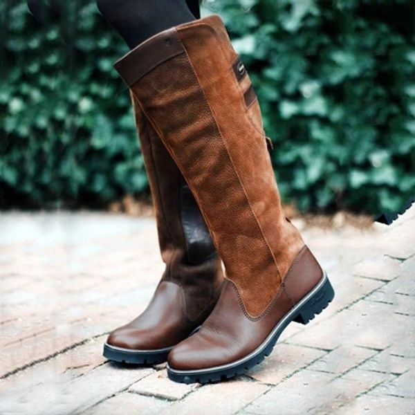 

warm snow boots for women leather high boots winter plus size leather flats 2019 new fashion style, Black