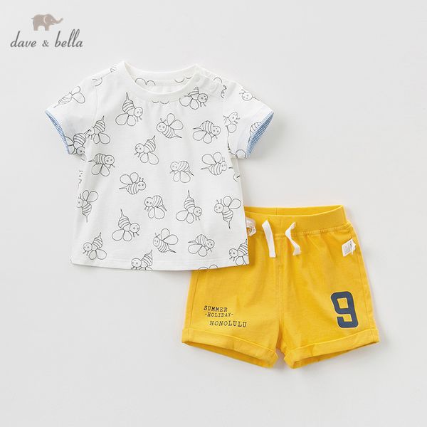 

db11516 дэйв беллы лето мальчиков мода комплекты одежды случайных короткий рукав костюмы детские белые одежды, White