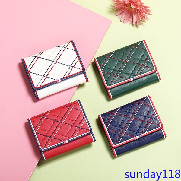 

ladies purse bag ladies' new fashion simple short style purse change purse hand bag d9032 12x10x2, Brown;gray