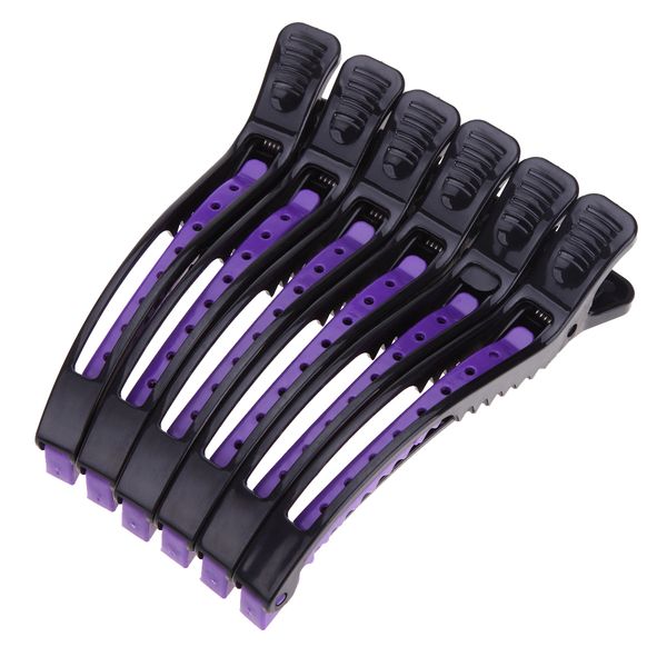 

6pcs/set pro salon crocodile hair grips clips hairdressing black ground section clip clamps hairpins home diy hair styling tools