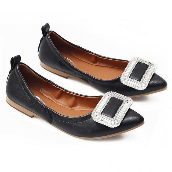 

flats shoes woman bling crystal pointed toe flat ballet shoes loafers slip on loafers comfortable casual mocassins lady footwear, Black