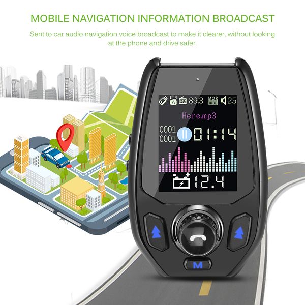 

bluetooth car charger kit car fm transmitter 1.8 inch color screen modulator vehicle adapter 2 usb port aux port fm player