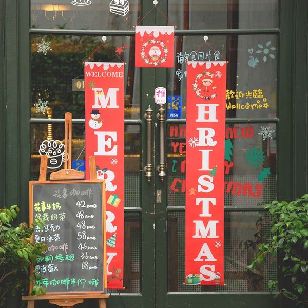

festival banner christmas decor christmas door hanging couplet xmas party decoration home door gate welcome xmas hanging signs